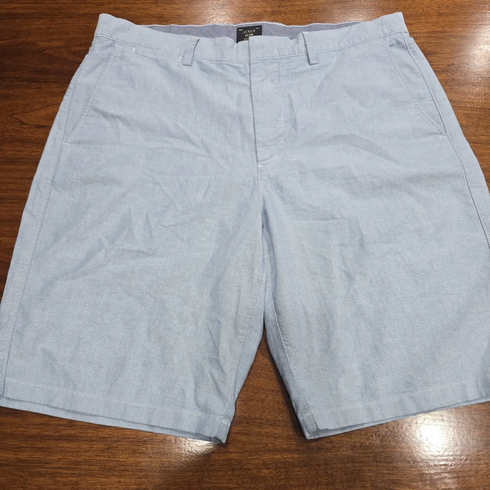 J.CREW Club Chino Shorts Mens‎ Light Blue 100% Cotton Flat Front 10.5
