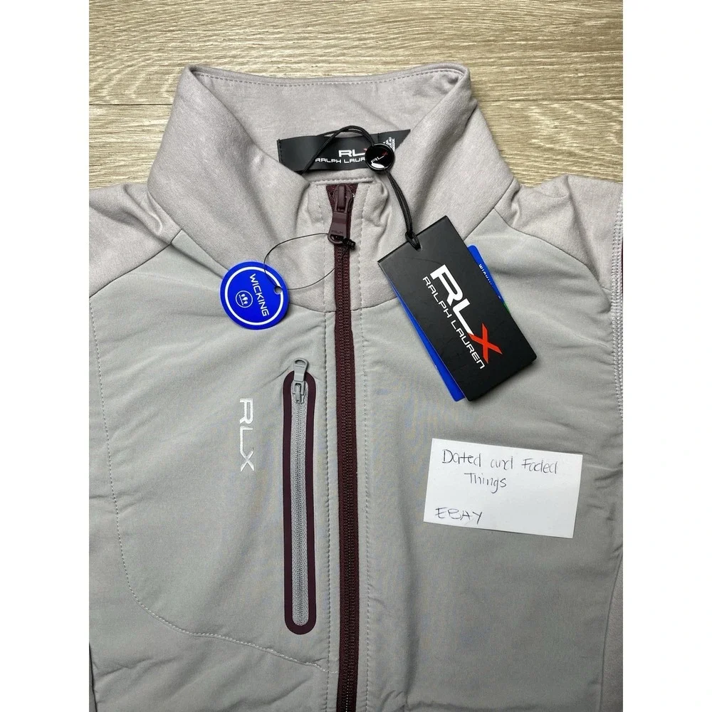 *NWT* Men Medium RLX Ralph Lauren Golf Performance Hybrid Mockneck Vest Grey/Red