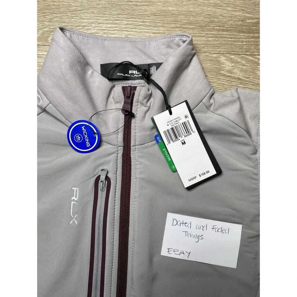 *NWT* Men Medium RLX Ralph Lauren Golf Performance Hybrid Mockneck Vest Grey/Red