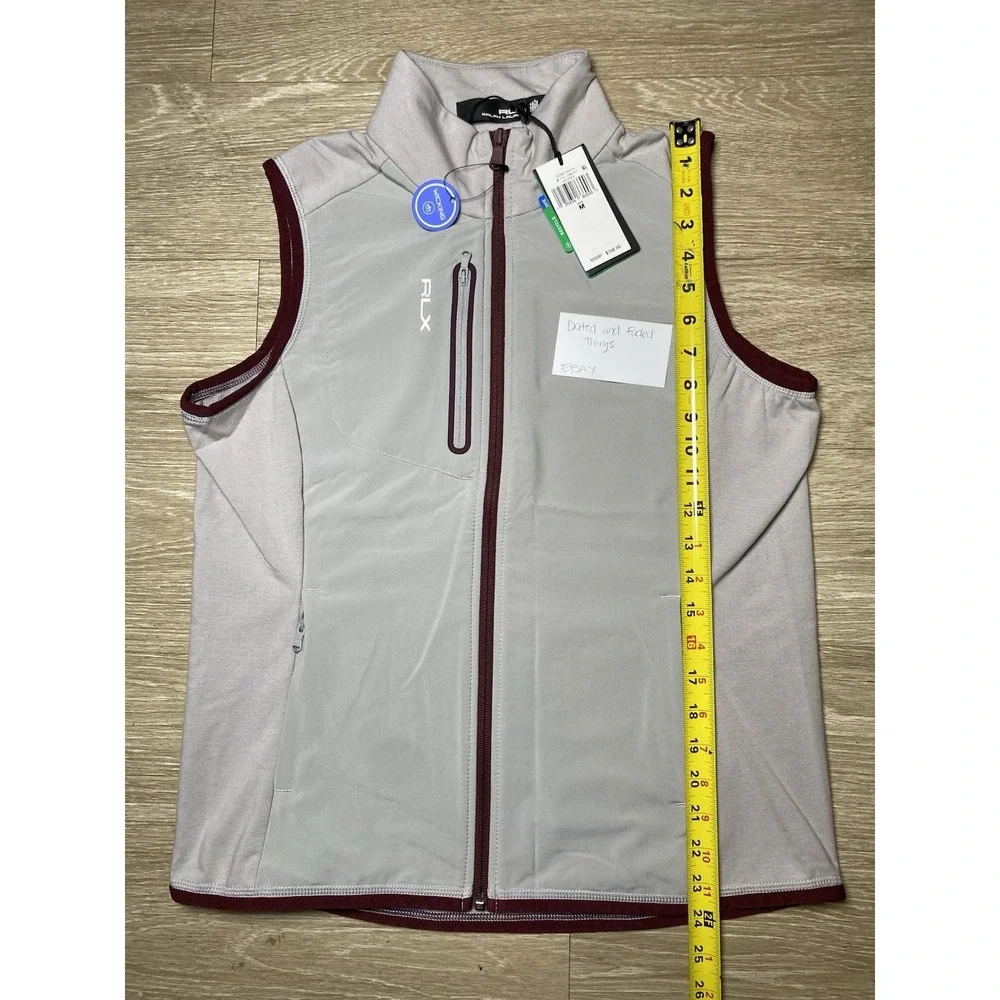 *NWT* Men Medium RLX Ralph Lauren Golf Performance Hybrid Mockneck Vest Grey/Red
