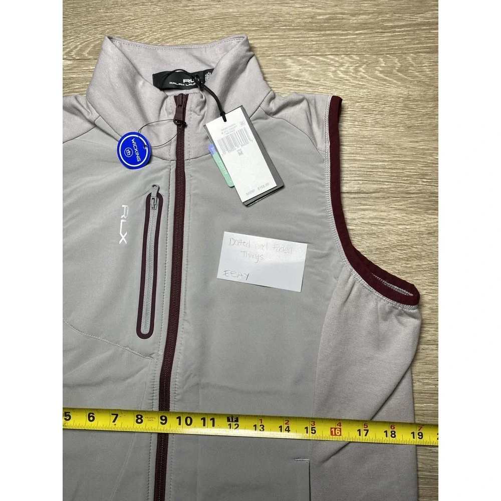 *NWT* Men Medium RLX Ralph Lauren Golf Performance Hybrid Mockneck Vest Grey/Red