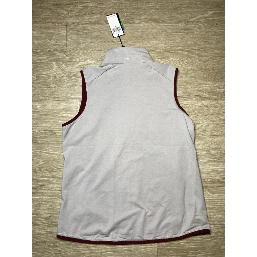 *NWT* Men Medium RLX Ralph Lauren Golf Performance Hybrid Mockneck Vest Grey/Red