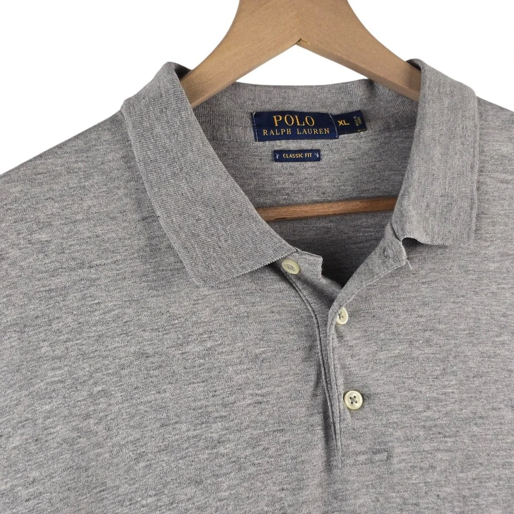 Polo Ralph Lauren Mens Classic‎ Fit Polo Shirt Gray Collared Short Sleeve XL