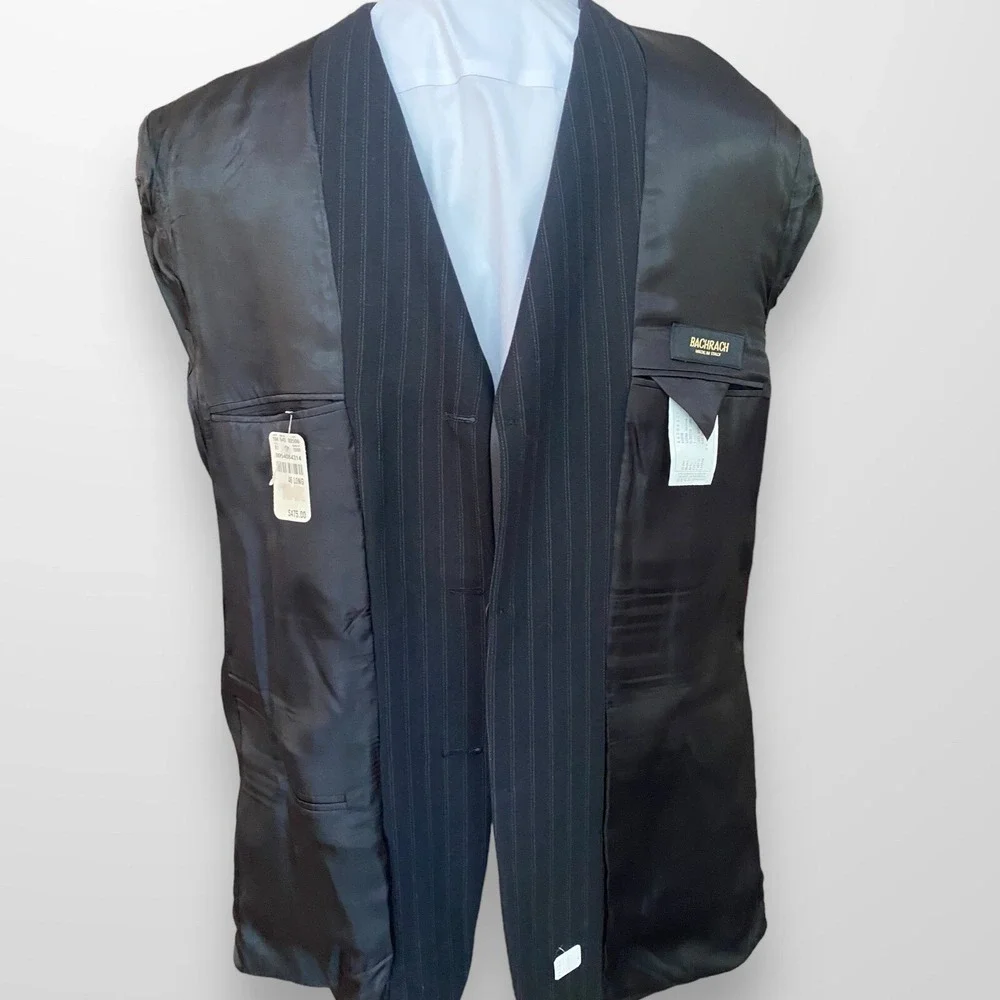 Bachrach Mens Blazer Sport Coat Three Button Casual Jacket 46L Wool Suit NEW VTG