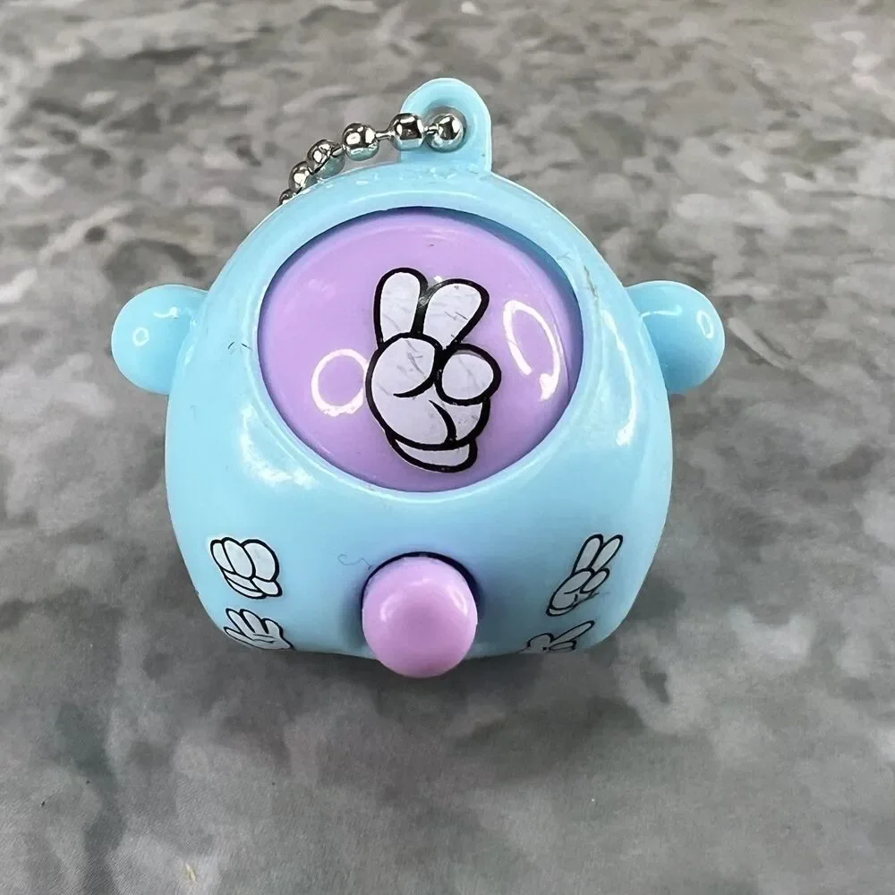 Light Blue Bunny Keychain Peace Sign Hand Gesture Y2K Kawaii Figural Keyring