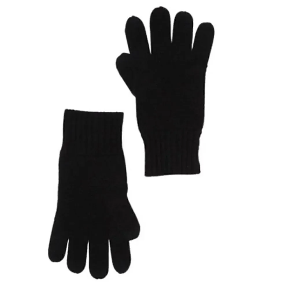 NWT STEWART OF SCOTLAND 100% Cashmere Knit Gloves  Black