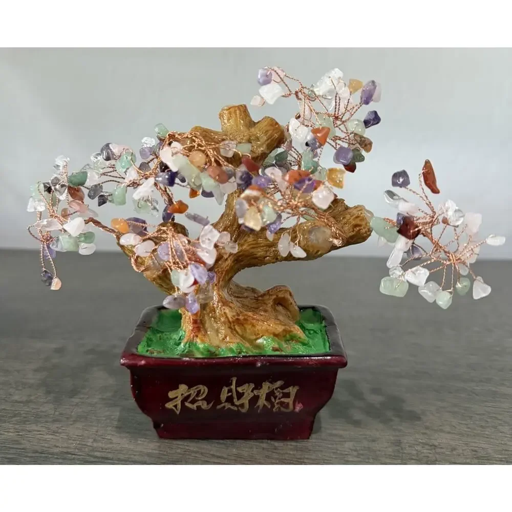 Handcrafted‎ Feng Shui Gemstone Bonsai Tree Money Tree Wealth Tree Prosperity