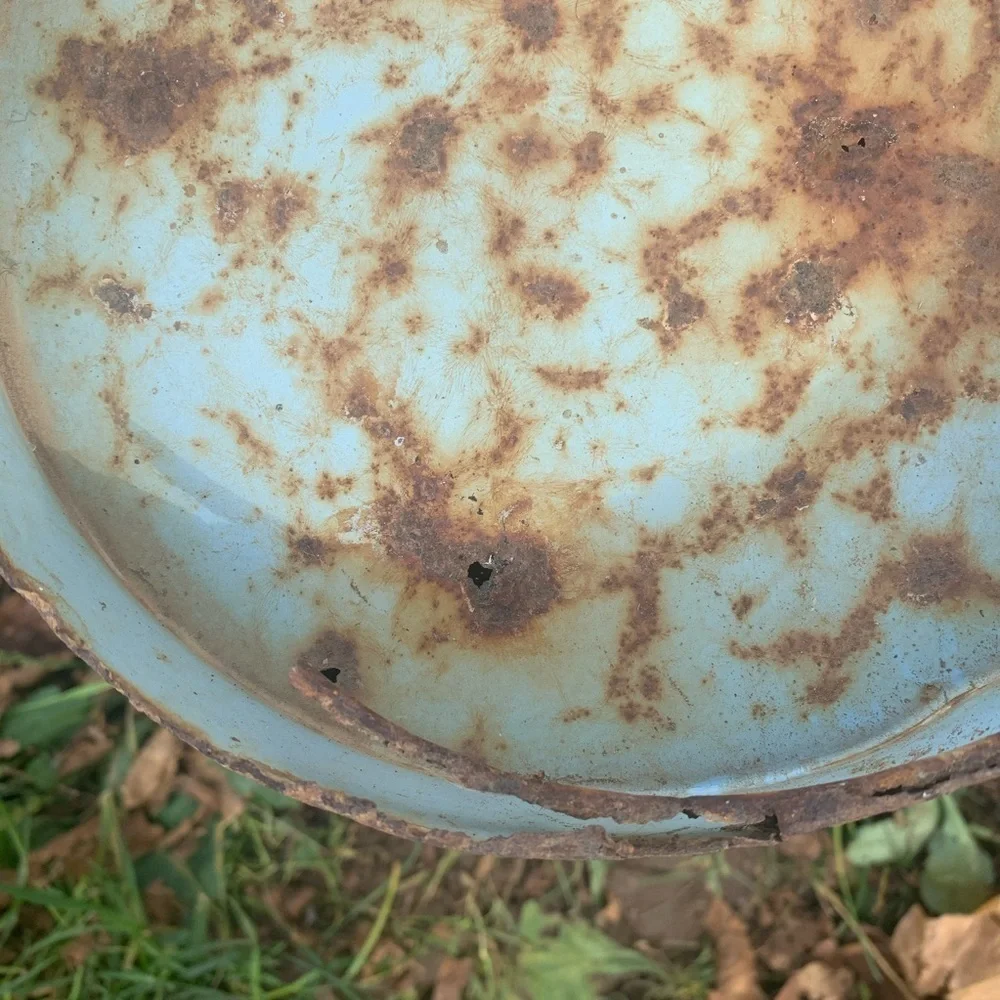 Antique Metal Enamel Bucket Farmhouse Cottage
