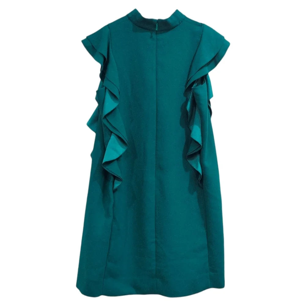 Kate Spade Satin Crepe Flutter sleeve green dress size 14