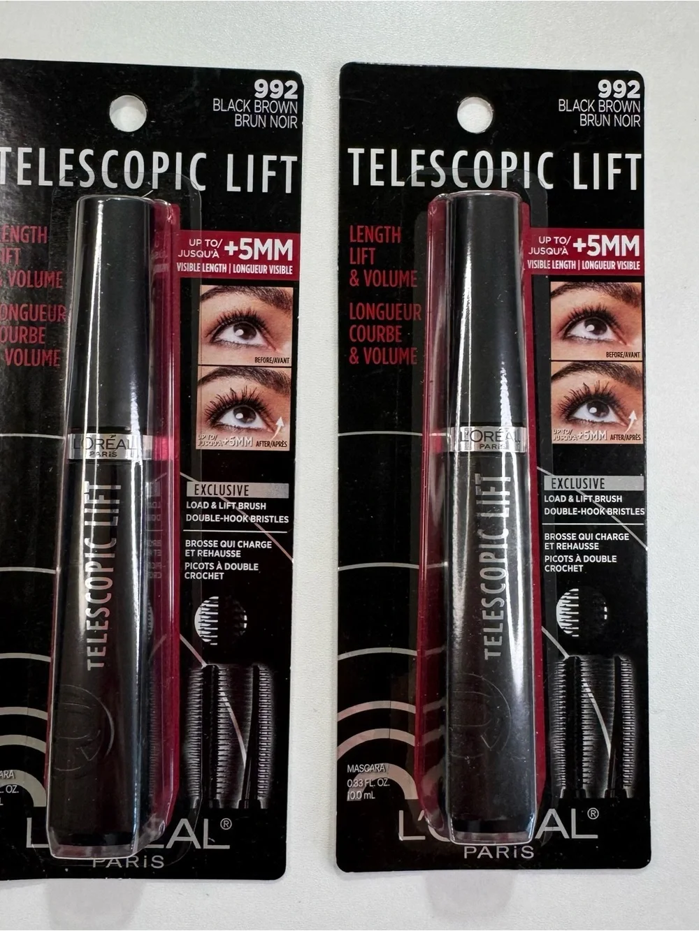 L'Oréal Telescopic Lift Mascara 992 Black Brown - Twin Pack