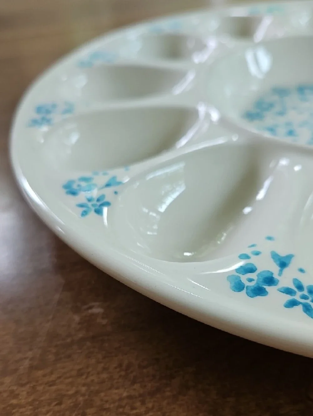 FARVAL Deviled Egg Plate, Hand-painted Ceramic, Portugal