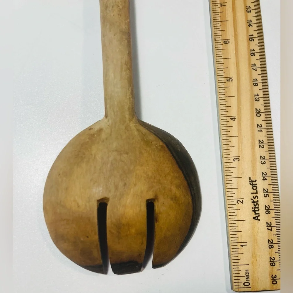 5 for $10:‎ Handcrafted Wooden Serving Spoon with Black, Brown Accents 4” x 13”