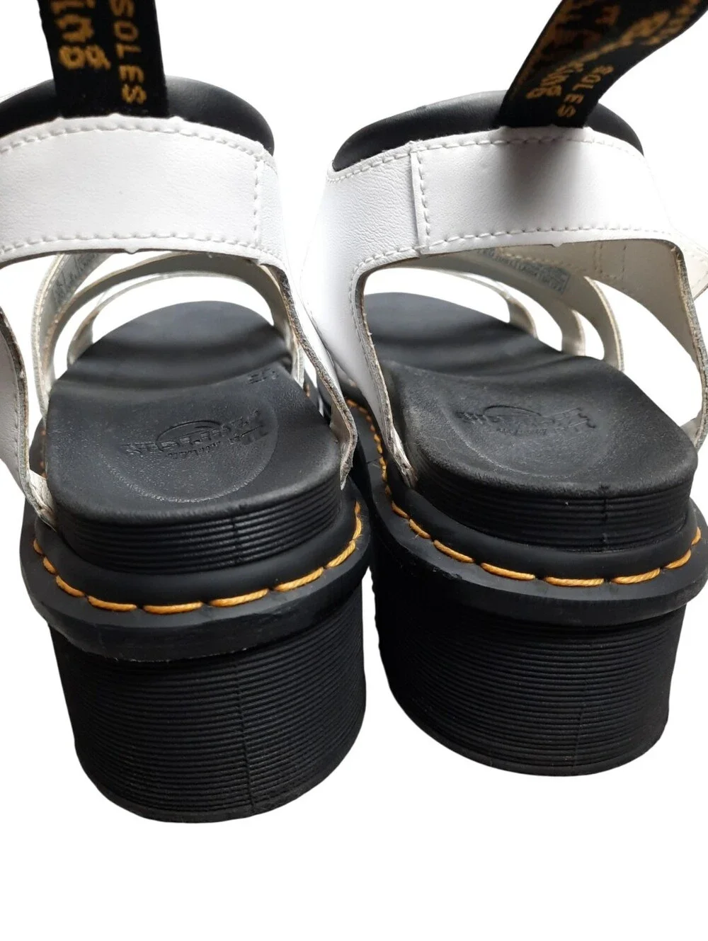 Dr Martens Blaire Quad AirWear White Leather Platform Sandals SZ 8