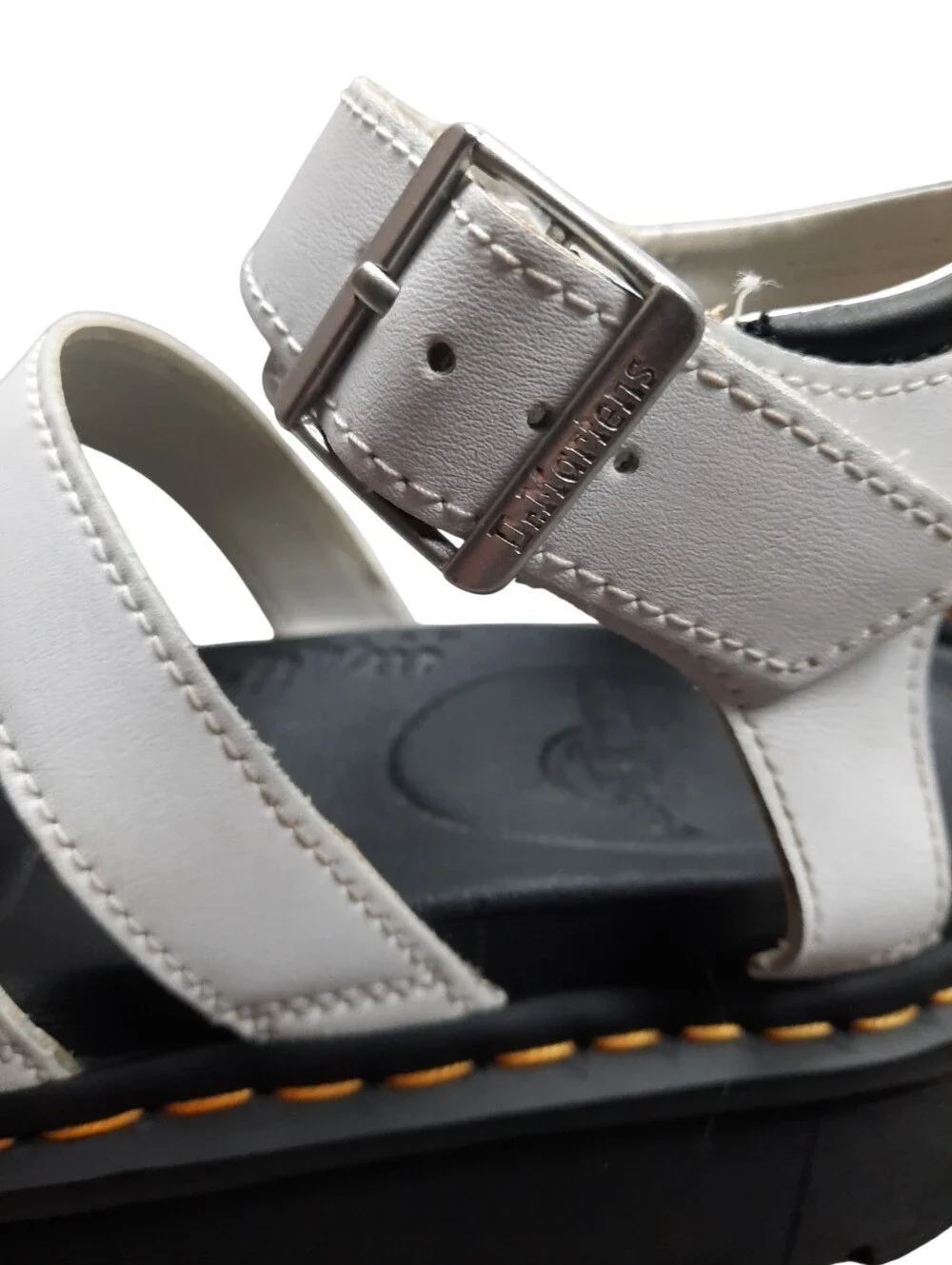 Dr Martens Blaire Quad AirWear White Leather Platform Sandals SZ 8