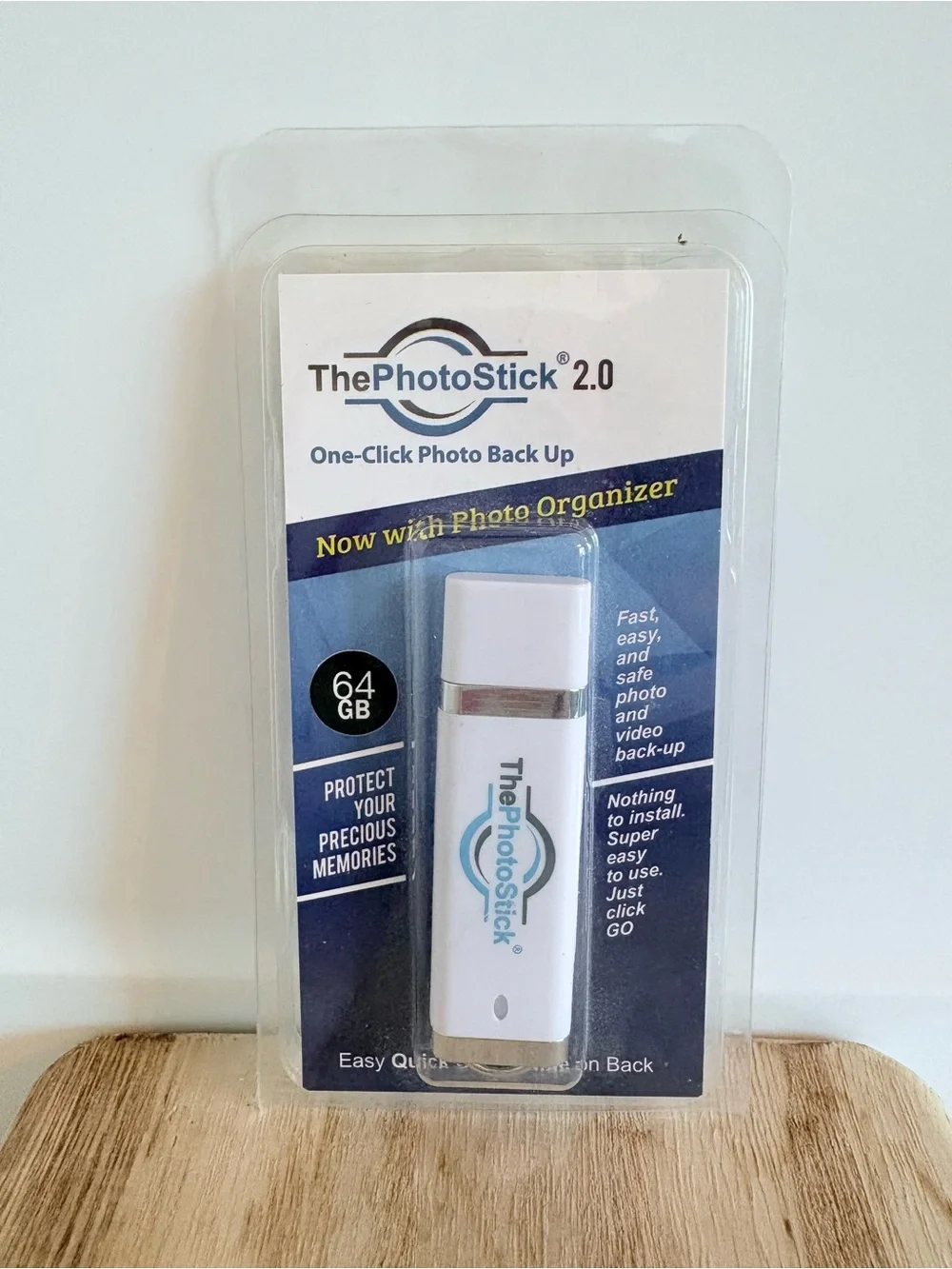 The Photo Stick 2.0 64GB USB flash drive designed for photo and video backup.