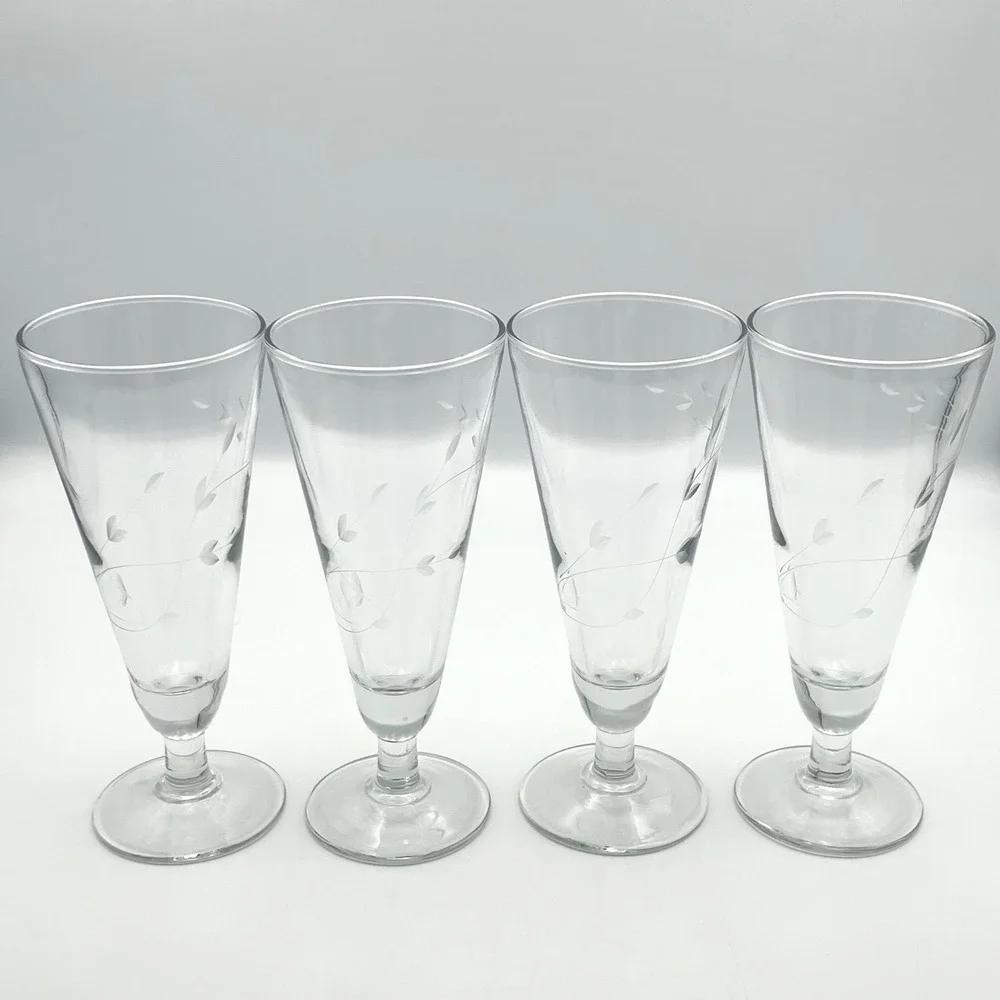 Princess House Heritage Set of 4 Crystal Pilsner Glass 7.5