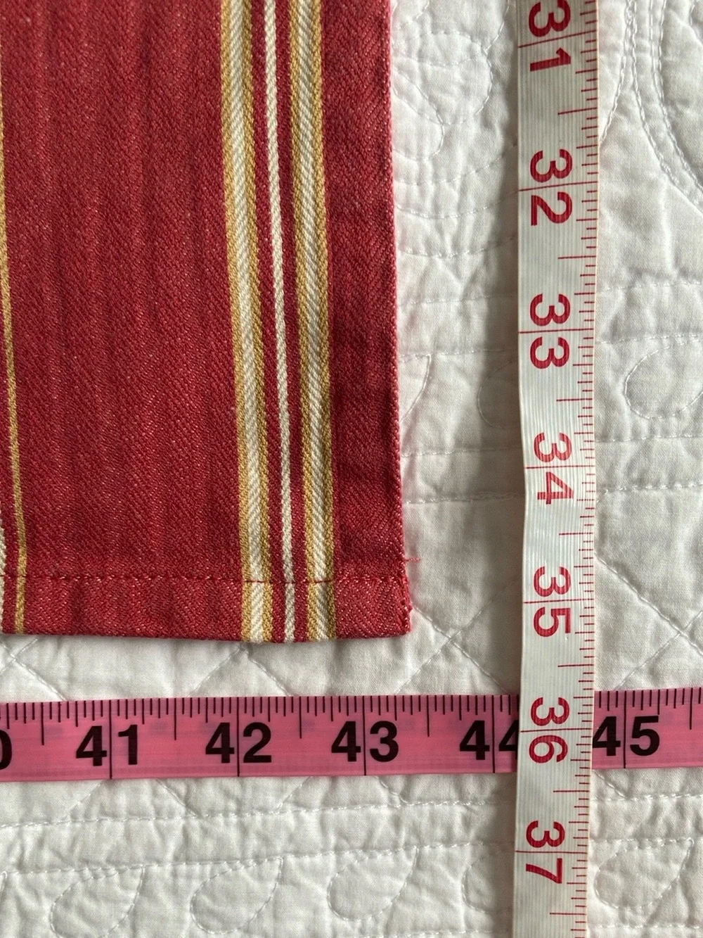 Pottery Barn Hudson Stripe Cafe 3 Curtains And 2 Valances Set Red Tan Cream