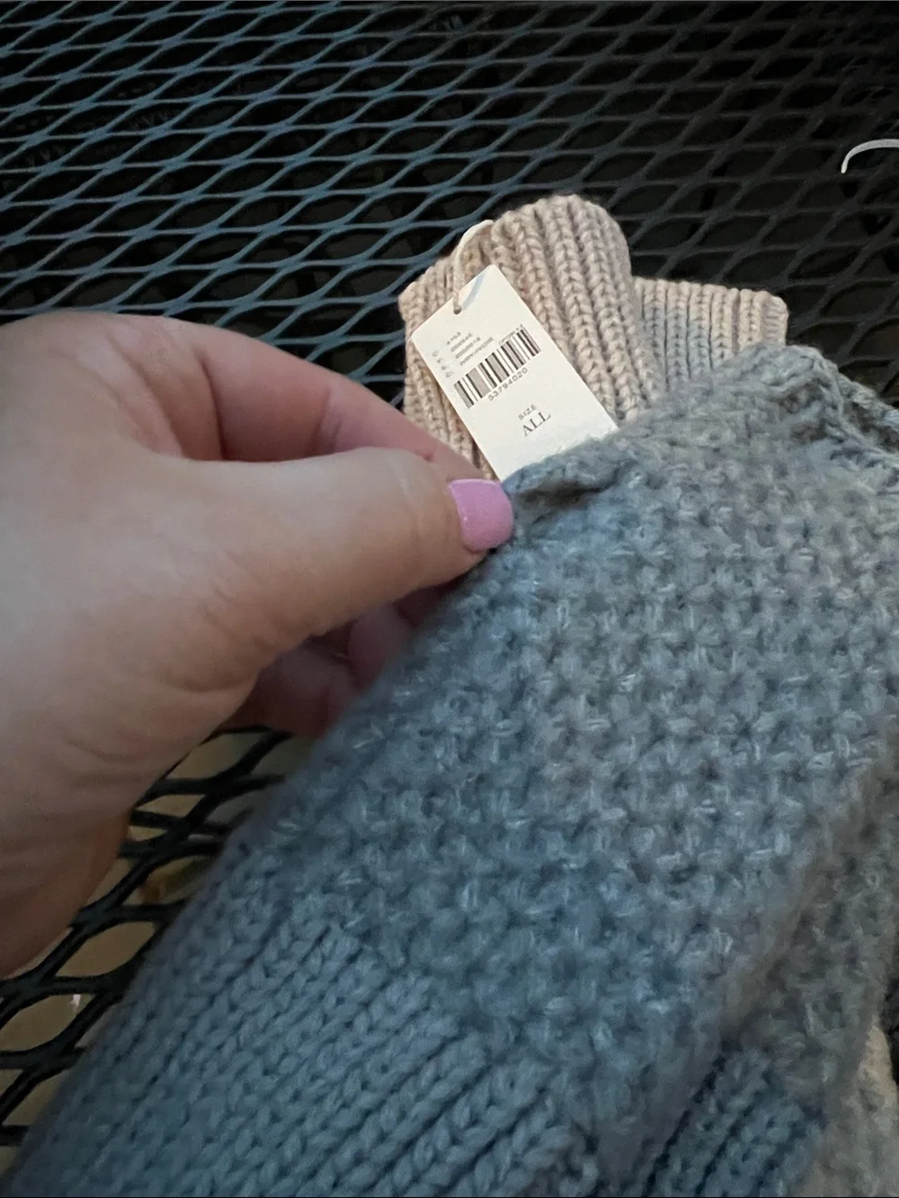 Anthropologie Knit Arm Warmers in Blue and Cream, 2 pair, with thumb hole