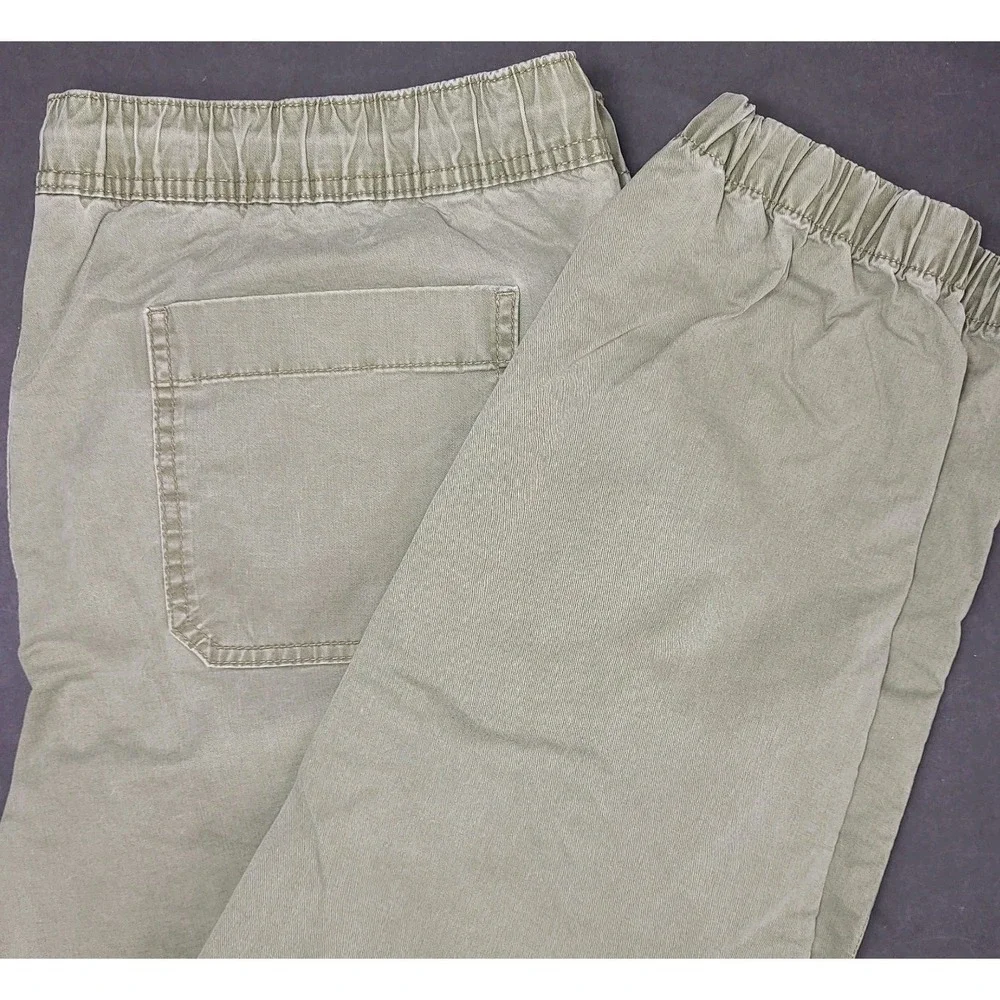 No Boundaries Jogger Pants Womens Large Olive Green Canvas Casual Joggers Cuffed