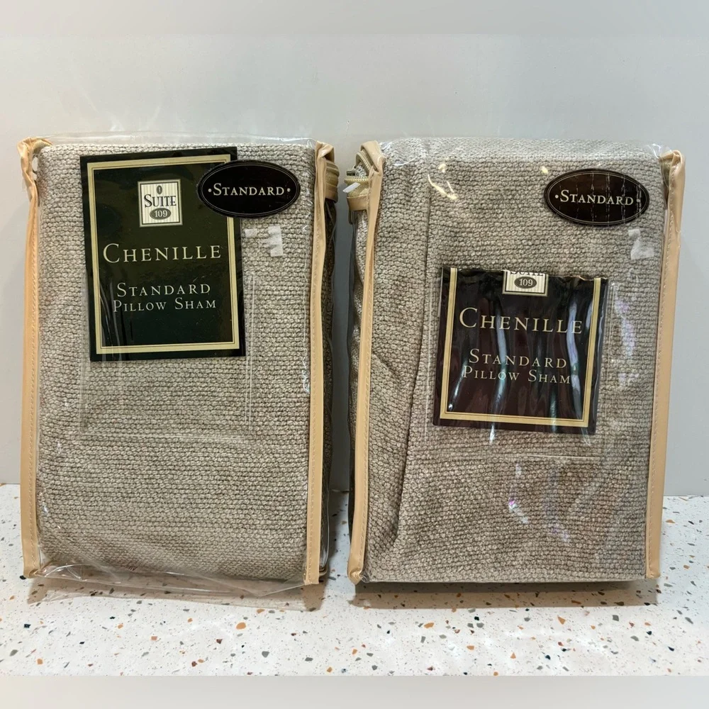 2 Chenille Standard‎ Pillow Shams - Sage Green