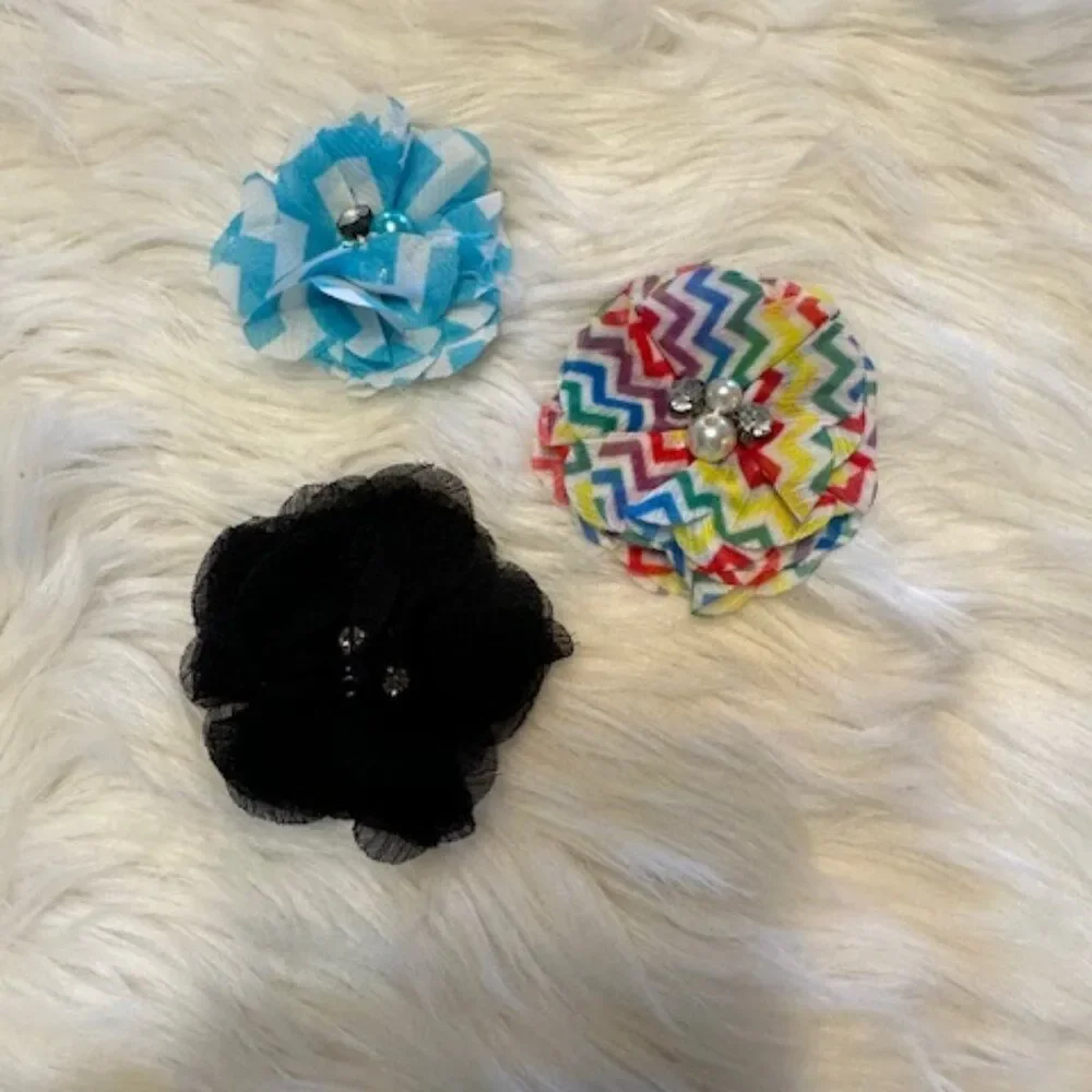 Bundle (3) of Chiffon Flower Hairbows   5B8085  Handmade NWT Boutique