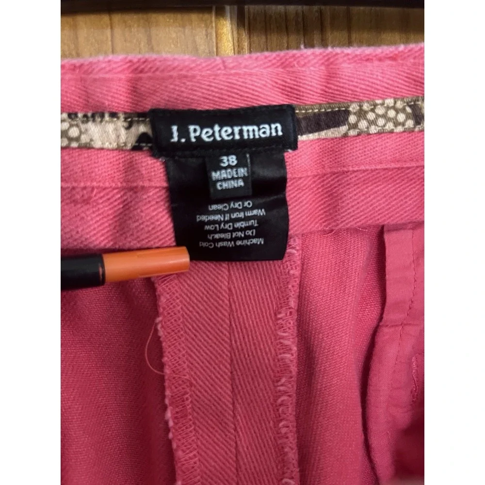 J Peterman Mens 38X38 Coral Salmon‎ Heavy Cotton Twill Unhemmed Pants Trousers