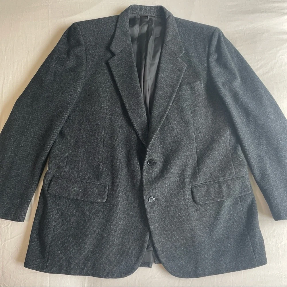 Shyrock's Men's Camel And Wool‎ Charcoal Blazer Chest 46 Length 33 Arm 26