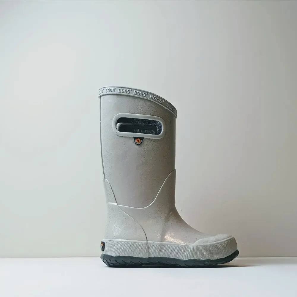 NWOT Bogs Kids Rainboots Silver Glitter Size 10 72399-040 Rain Boots