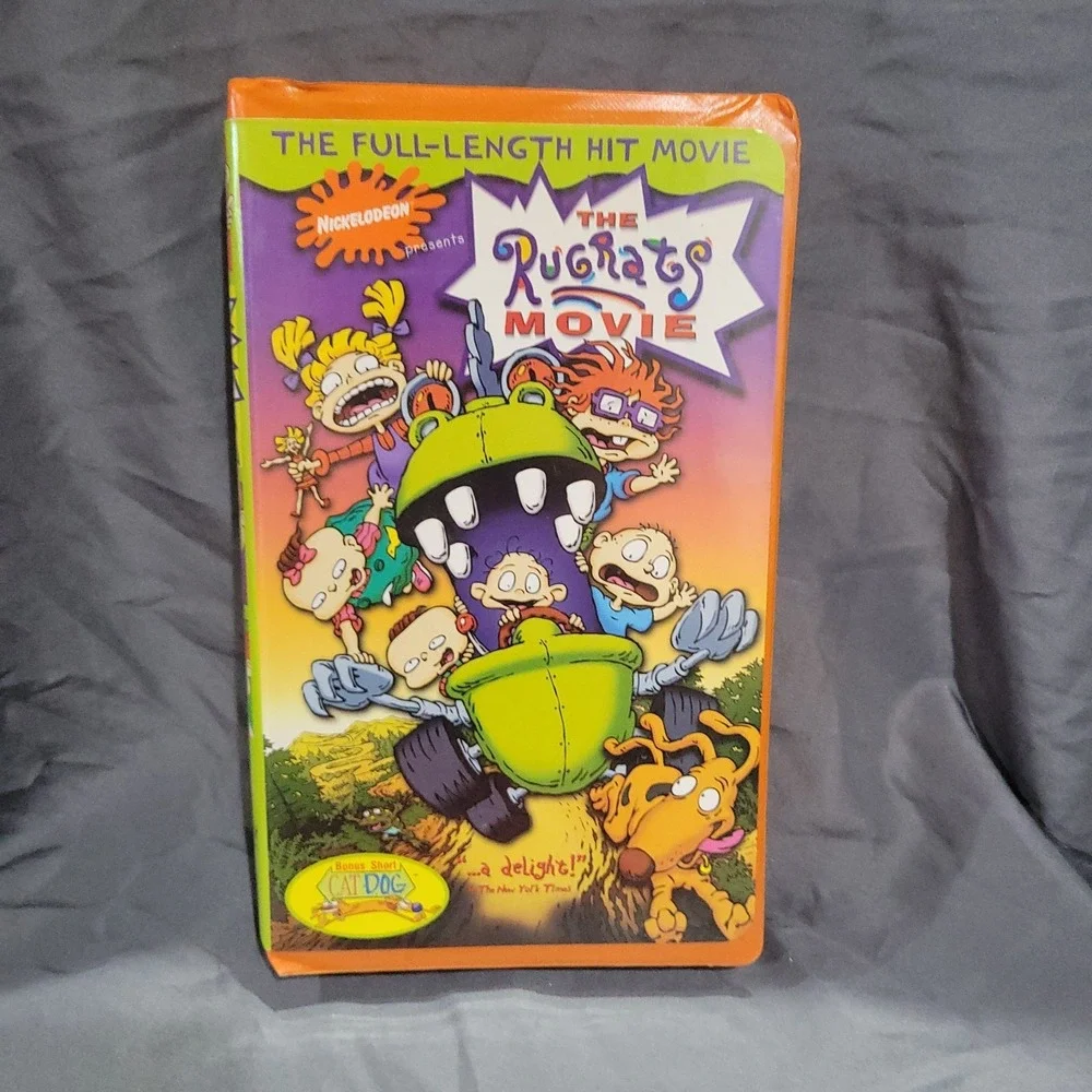 The RUGRATS MOVIE(1998 VHS) + Short Cat Dog Clamshells - Tested - Works!