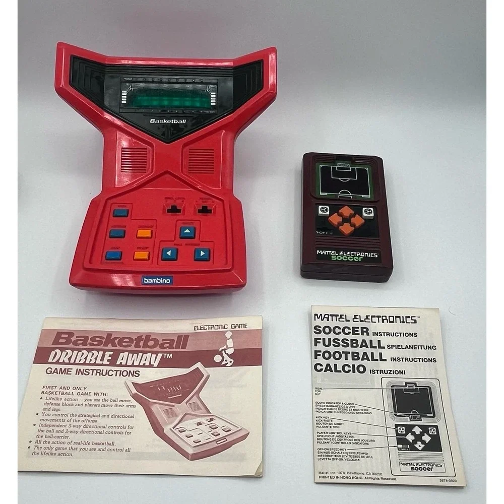 Vintage Mattel Electronics Soccer Handheld & Bambino‎ Basketball 