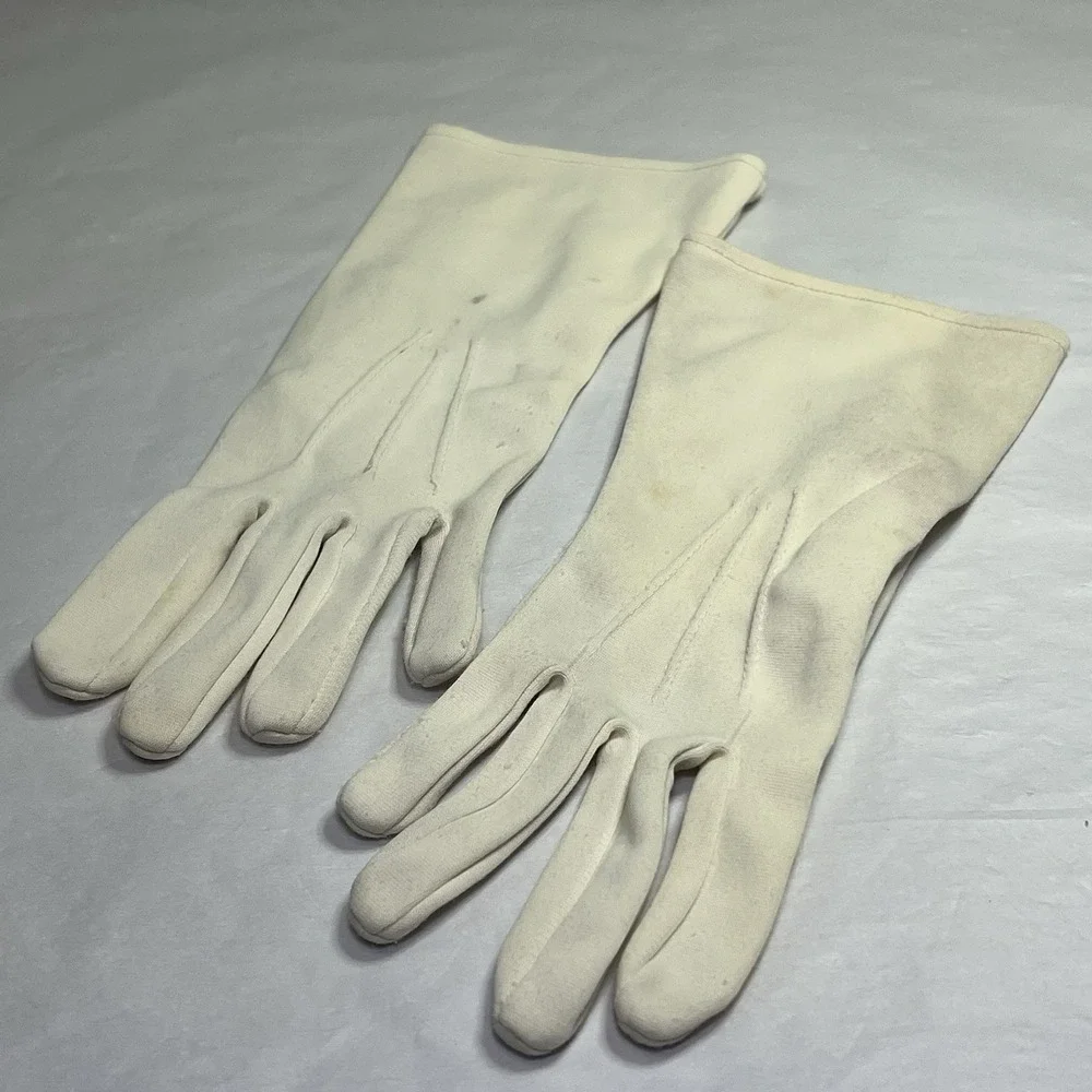 Vintage 1950‎ 1960 White Ladies Gloves fabric Wrist length Wedding Drama Driving