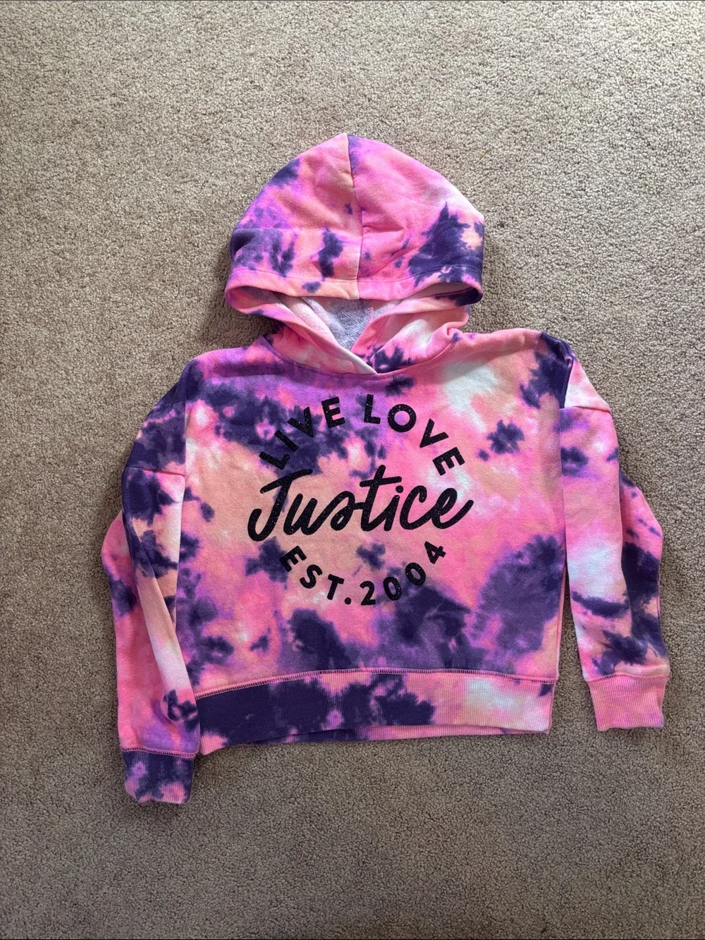 Justice Pink and Purple Tie-Dye Pullover Hoodie