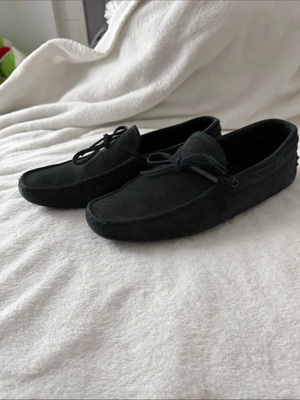 TOD'S Men's Navy Suede Loafer Comfort Bow Accent Rubber Sole Slip-On US 10
