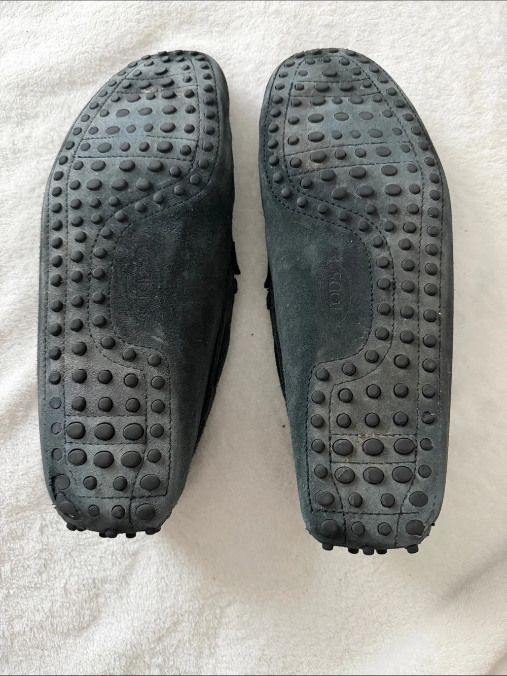 TOD'S Men's Navy Suede Loafer Comfort Bow Accent Rubber Sole Slip-On US 10