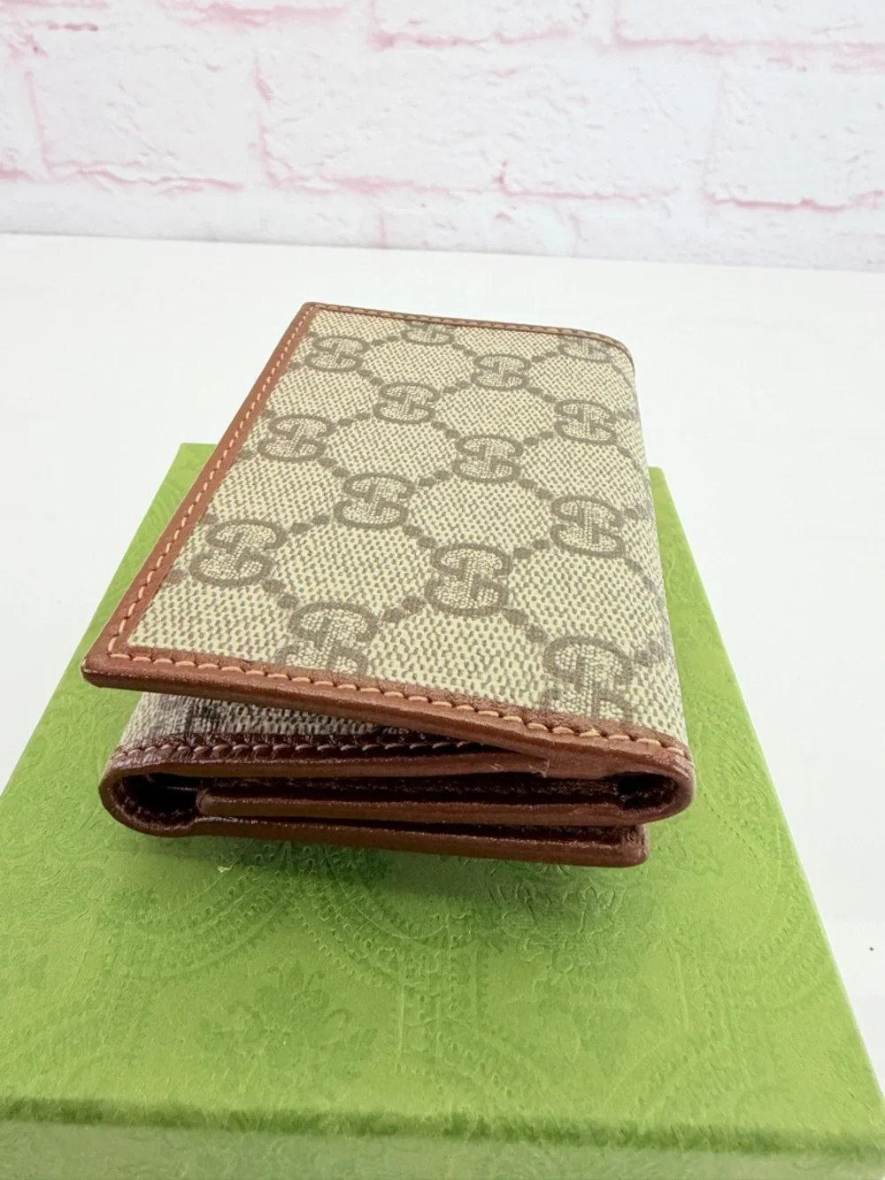 Gucci Brown GG Canvas Small Wallet with Gold Horsebit New