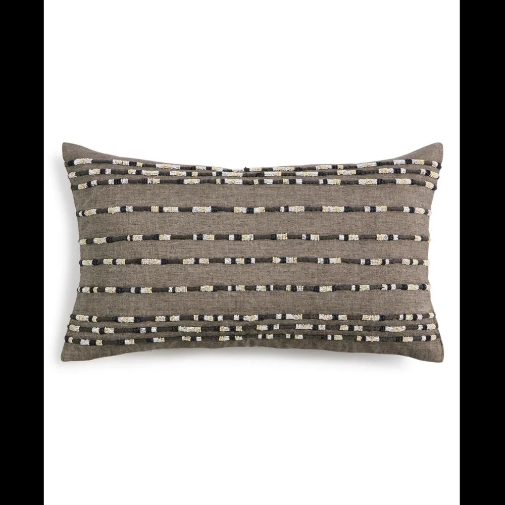 NWT Hotel Collection Linen‎ Decorative Pillow Grey