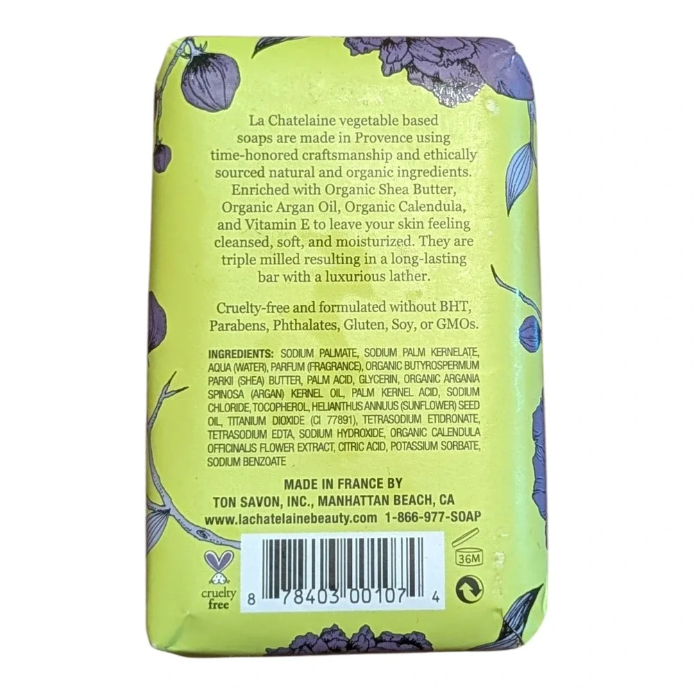 La Chatelaine Lemon Verbena Luxury Soap Bar 7 oz Made in France Shea Butter