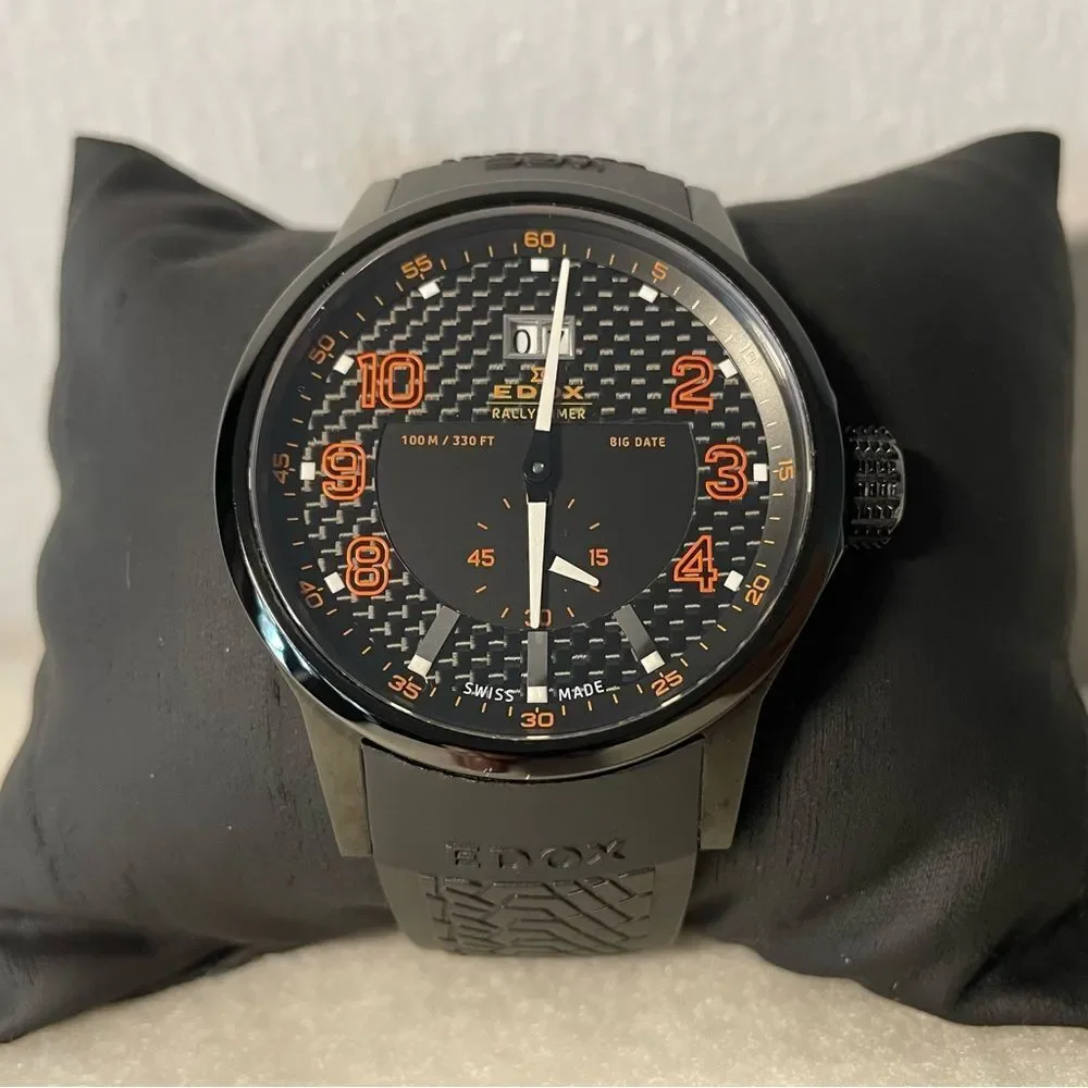 EDOX WRC Rally Watch‎ 64008-37N-NOR Orange Black Stainless Steel Sporty