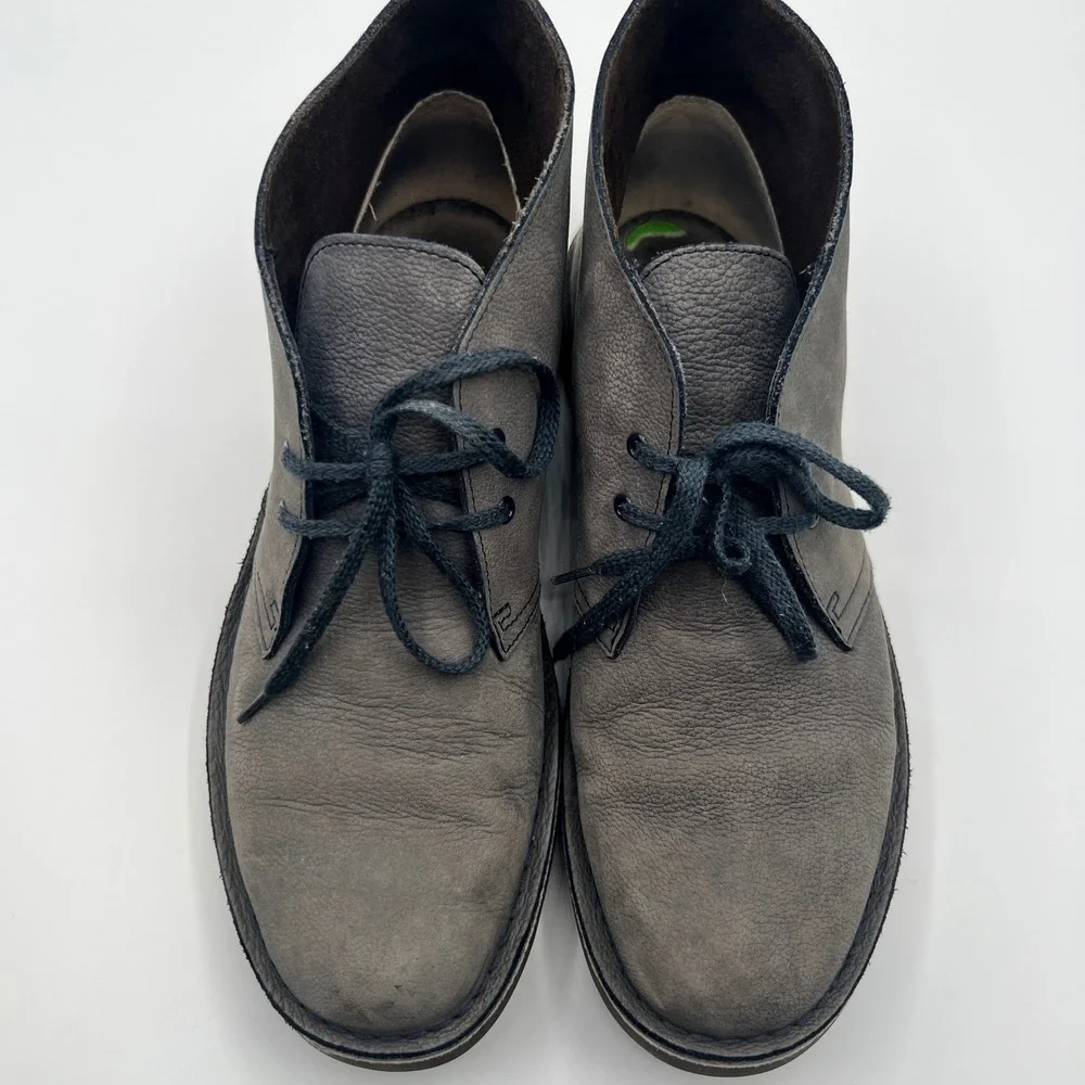 Clark's‎ Leather Chukka Desert Men's Ankle Boots Lace Up Casual Gray Size 9.5
