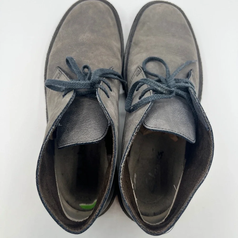 Clark's‎ Leather Chukka Desert Men's Ankle Boots Lace Up Casual Gray Size 9.5