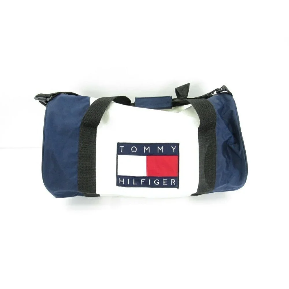 VTG Tommy Hilfiger Duffel Bag Travel Gym Workout Red/Blue Spell‎ Out Color Block