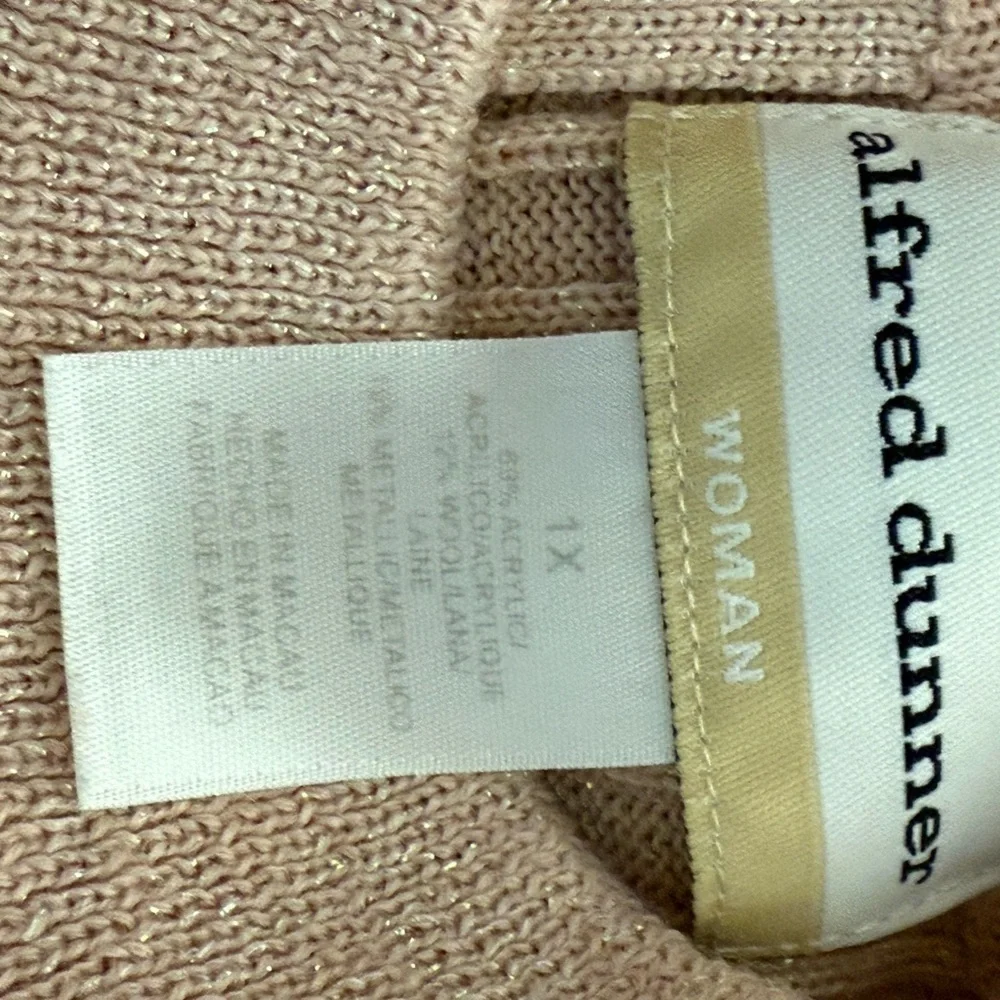 Alfred Dunner Pink Knit Short Sleeve Sweater Ribbed Sparkle Vintage Y2K Retro