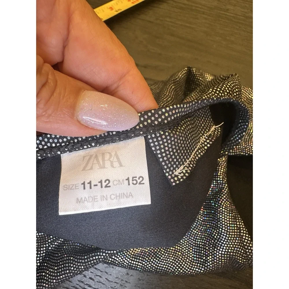 Zara Black Metallic Youth‎ Girl Swim Suit One Piece Size 11-12