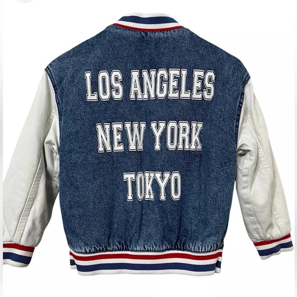 Zara Kids Unisex Denim Varsity Jacket