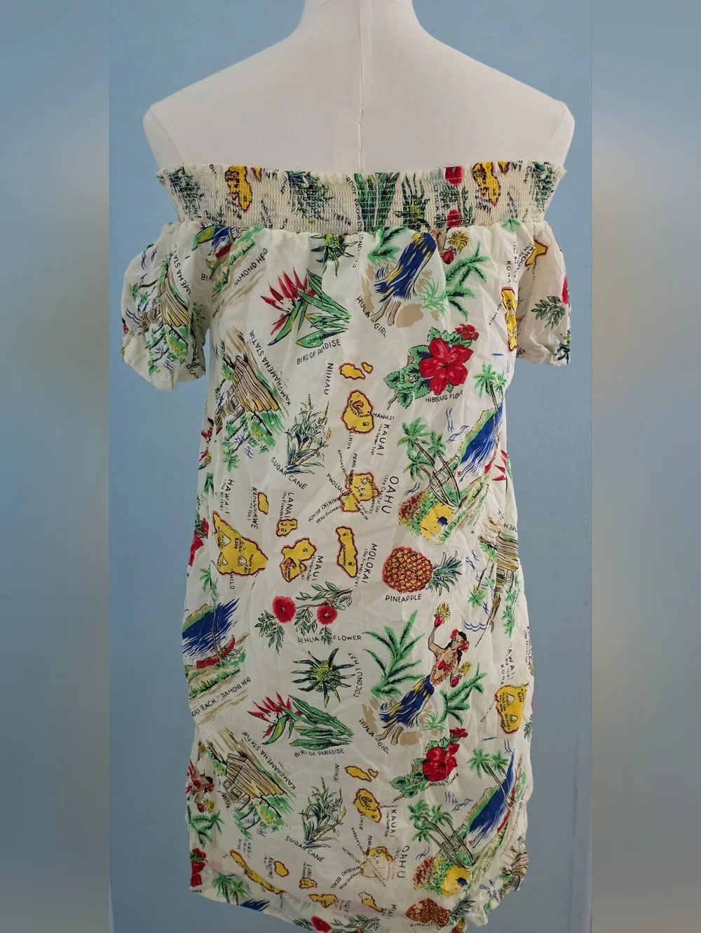 J. Crew Hawaiian Island Print Smocked Dress