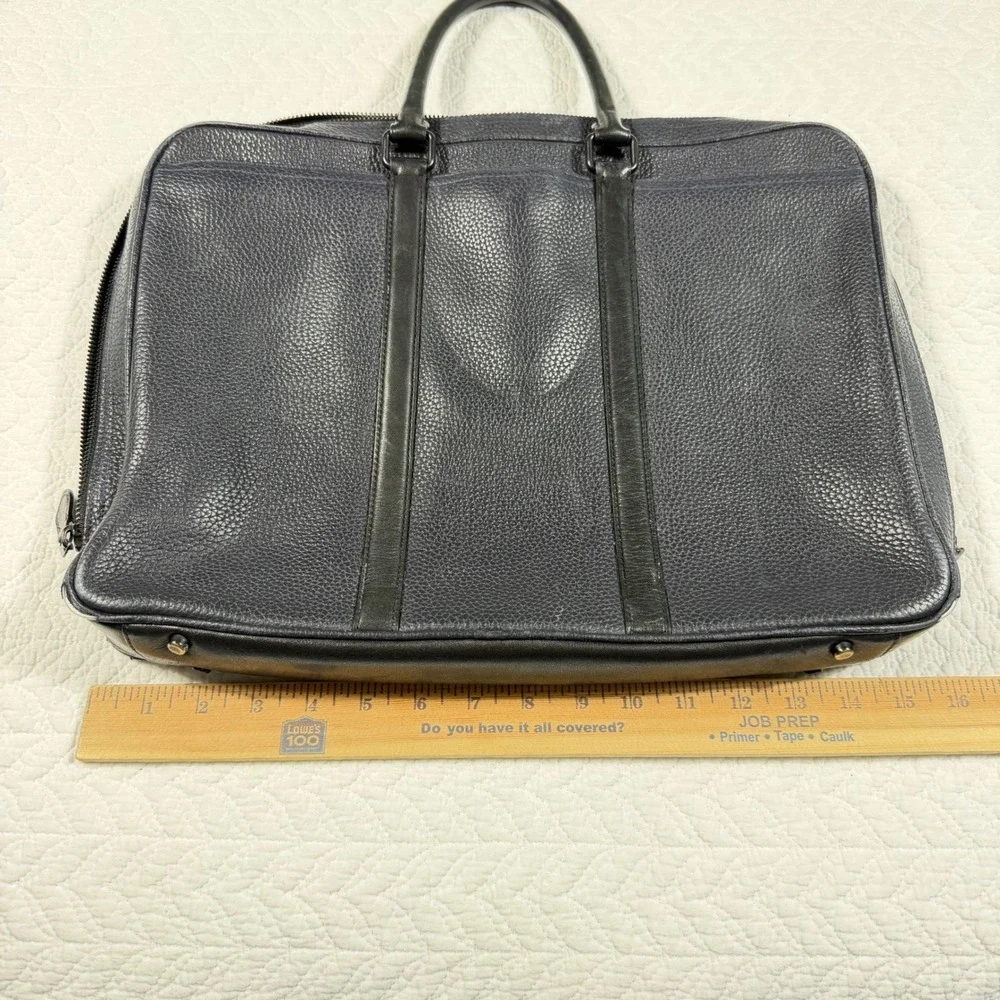 Coach Metropolitan Slim Briefcase - Navy Pebbled Leather Work Office Travel