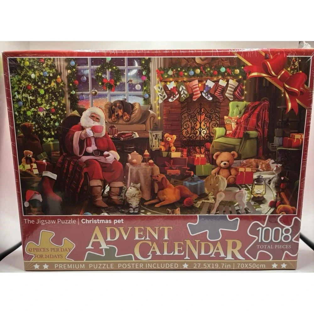 Christmas Celebration Jigsaw Puzzle Advent Calendar 1008 Pieces 42 Pc A Day NEW