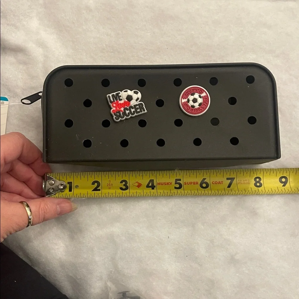 Black Croc shoe Charm jibbetz Pencil Pouch nwt
