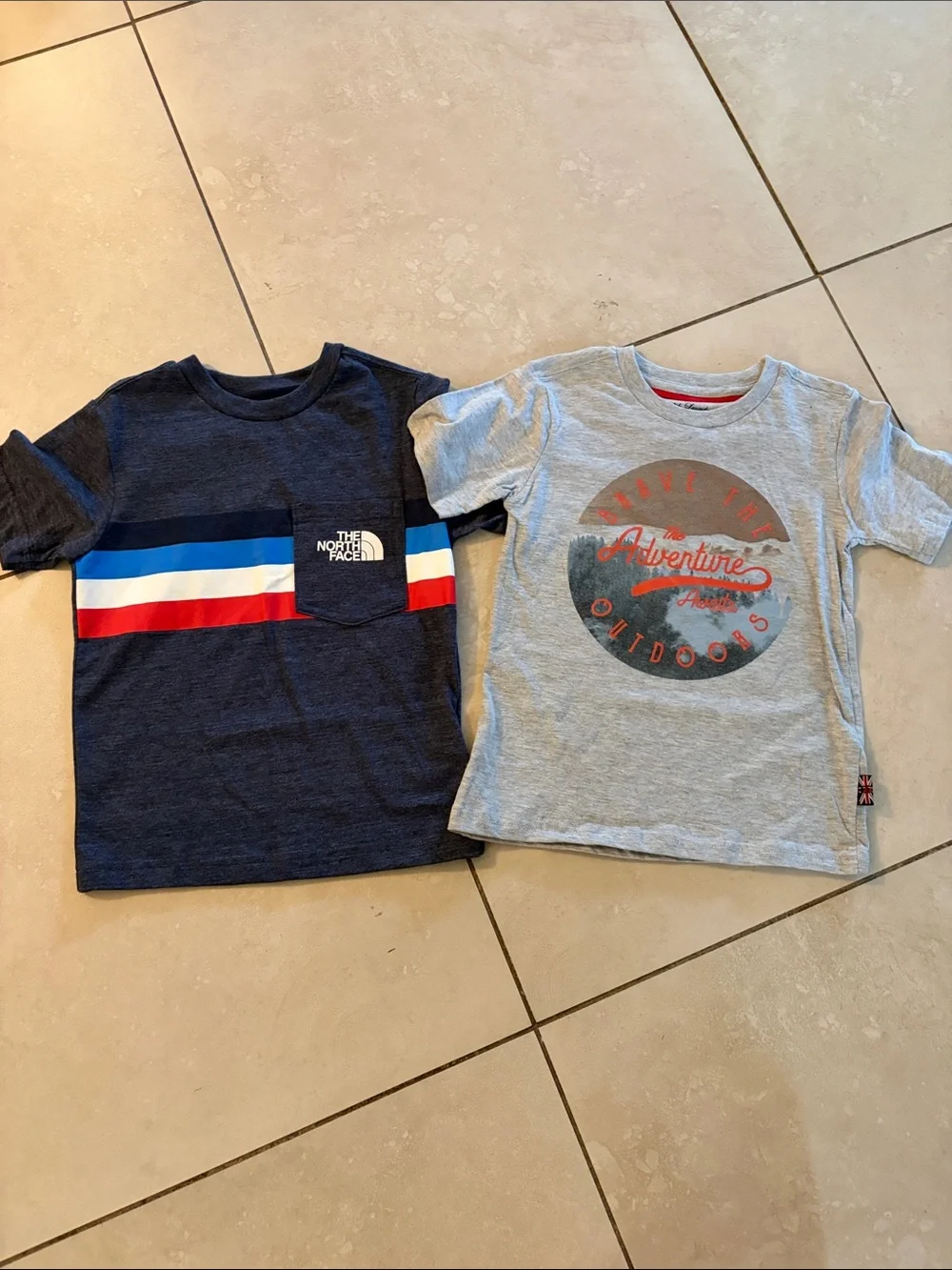 The North Face Boys' Navy Tee with Red, White & Blue Stripe