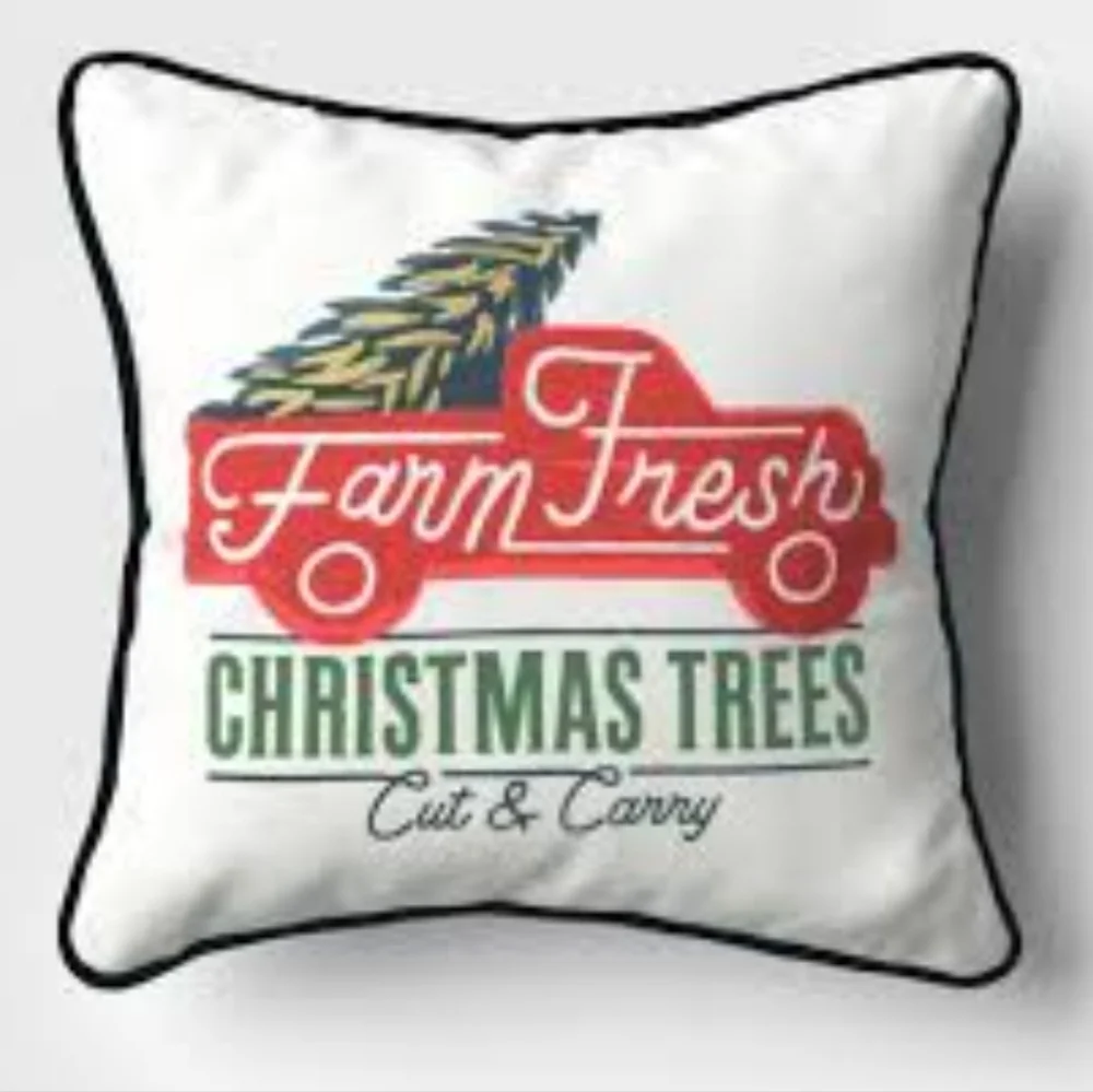 Set of 2 16x16 Farm Fresh Christmas Tree/Plaid Holiday Pillows
